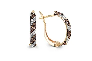 Серьги из жёлтого золота с 82 фианитами