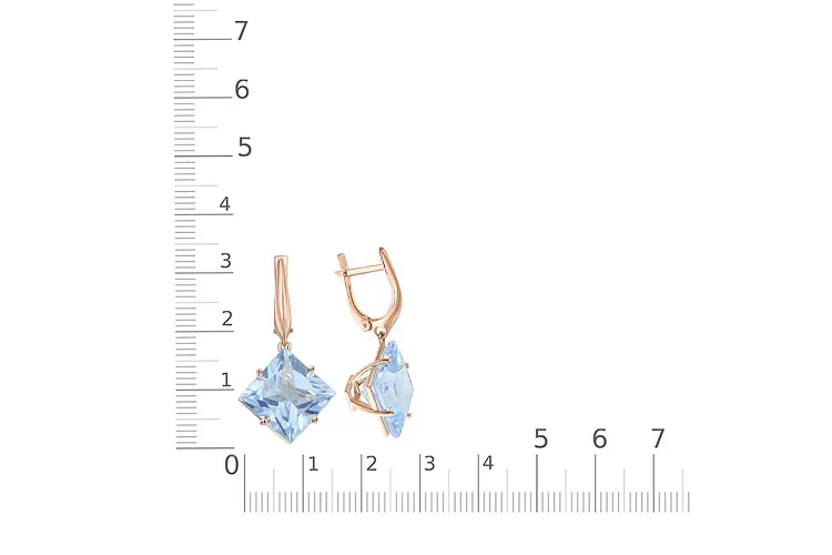 Серьги из красного золота с 2 топазами sky