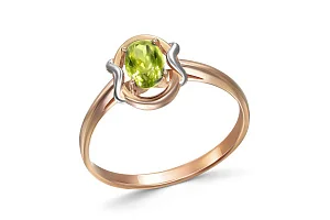 Кольцо из красного золота с хризолитом