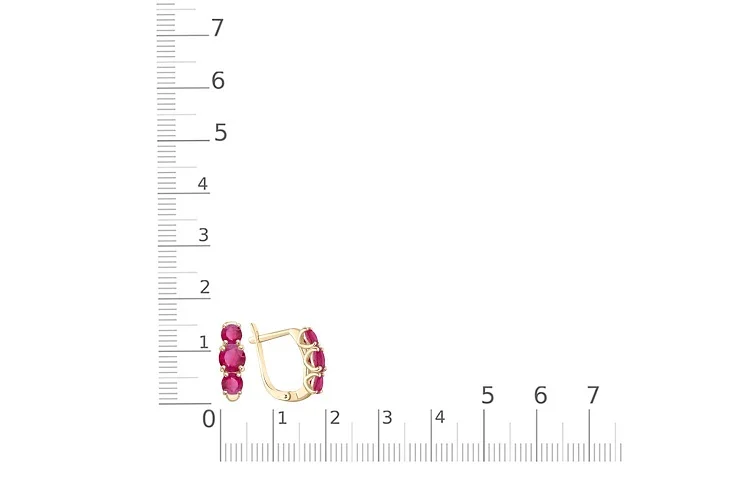 Серьги из жёлтого золота с 6 рубинами