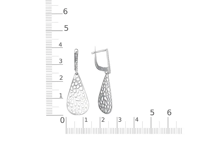 Серьги из белого золота с 24 фианитами