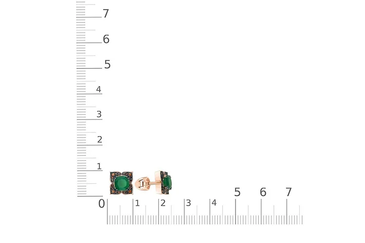Серьги-пусеты Цветы из красного золота с 2 агатами и 40 фианитами