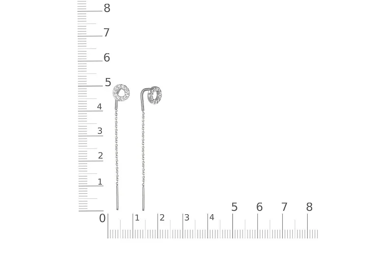 Серьги-продёвки Круги из белого золота с 22 фианитами