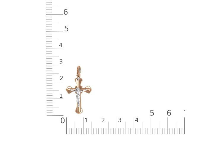 Крест из красного золота с фианитом