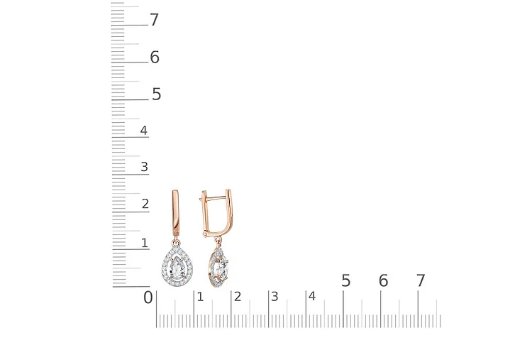Серьги из красного золота с 42 фианитами