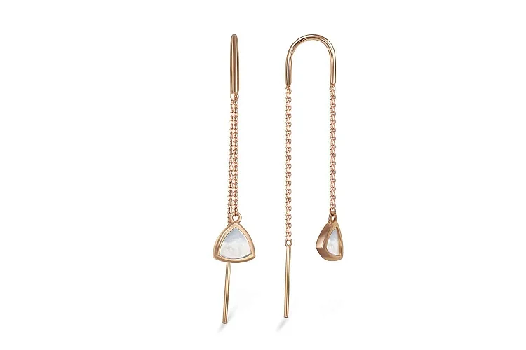 Детские серьги-продёвки из красного золота с перламутром