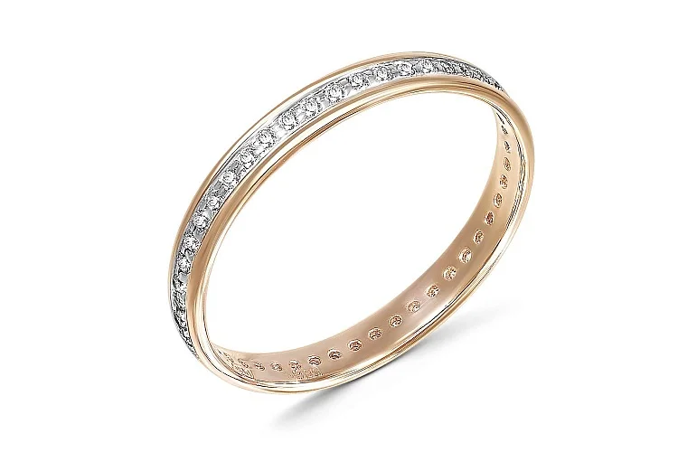 Кольцо Дорожка из красного золота с 141 фианитами