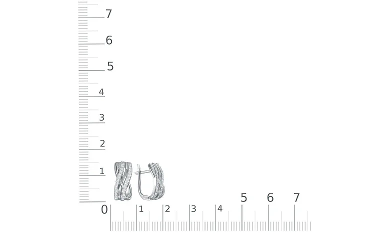 Серьги из белого золота с 56 фианитами