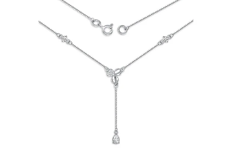 Колье Клевер из белого золота с 15 фианитами