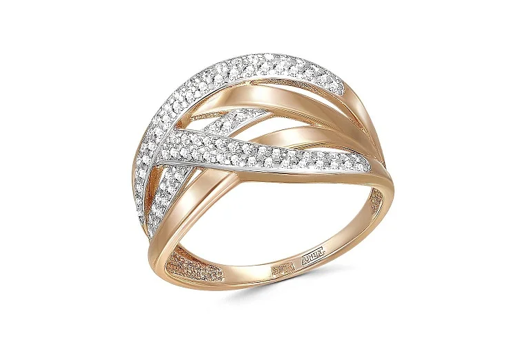 Кольцо Дорожка из красного золота с 84 фианитами