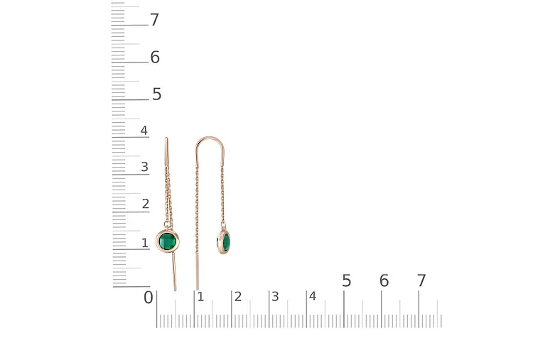 Серьги-продёвки из красного золота с 2 изумрудами