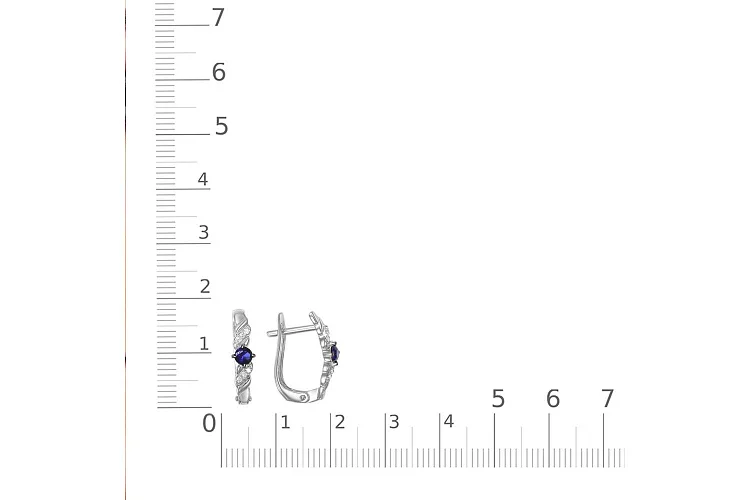 Серьги из белого золота с 2 сапфирами и 12 бриллиантами