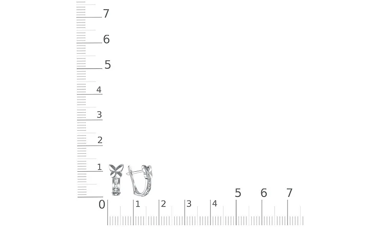 Детские серьги Бабочки из белого золота с 8 фианитами