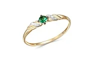 Кольцо из жёлтого золота с изумрудом и 6 бриллиантами
