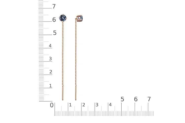 Серьги-продёвки из красного золота с 2 топазами лондон