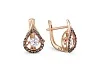 Серьги из красного золота с 2 кристаллами swarovski и 38 фианитами