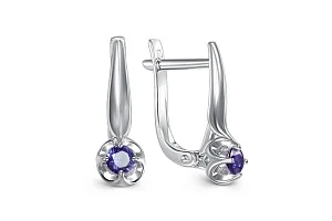 Серьги из белого золота с 2 сапфирами