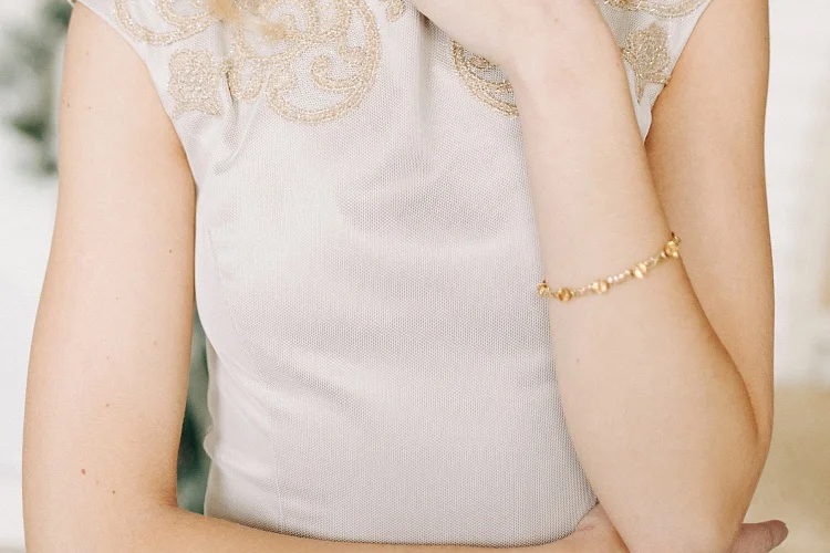 Браслет Дорожка из жёлтого золота с 8 цитринами