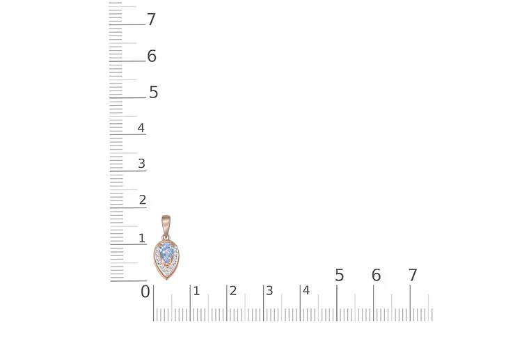 Подвеска из красного золота с топазом sky и 13 фианитами