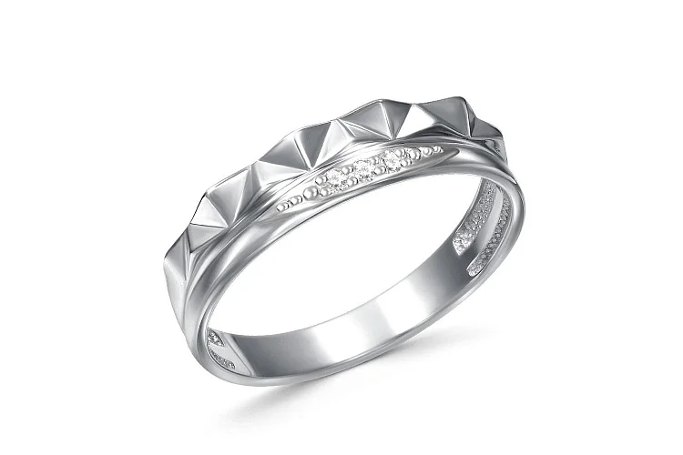 Кольцо из белого золота с 3 фианитами