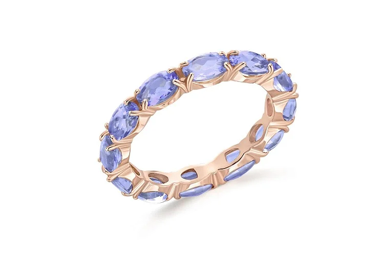Кольцо Дорожка из красного золота с 12 танзанитами
