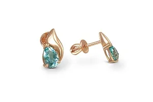 Серьги-пусеты из красного золота с 2 ситаллами