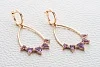 Серьги из красного золота с 10 аметистами и 8 фианитами