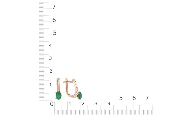 Серьги из красного золота с 2 изумрудами