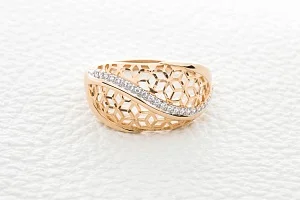 Кольцо Дорожка из красного золота с 20 фианитами