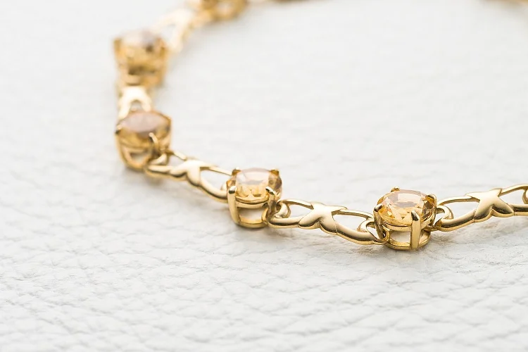 Браслет Дорожка из жёлтого золота с 8 цитринами