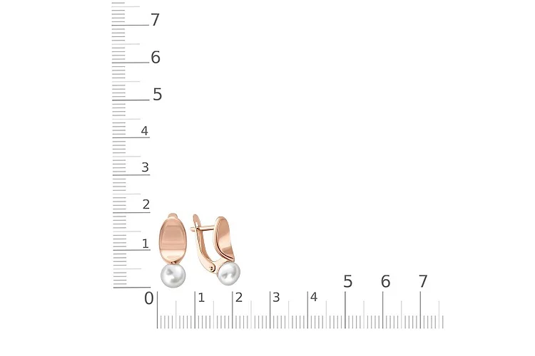 Серьги из красного золота с 2 жемчужинами