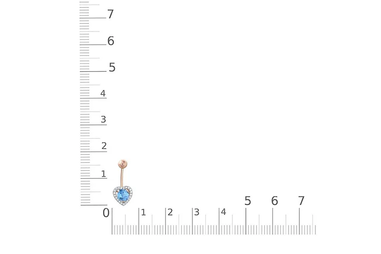 Пирсинг Сердце из красного золота с топазом swiss и 21 фианитами