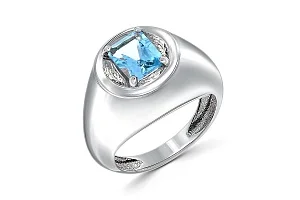 Кольцо из белого золота с топазом sky