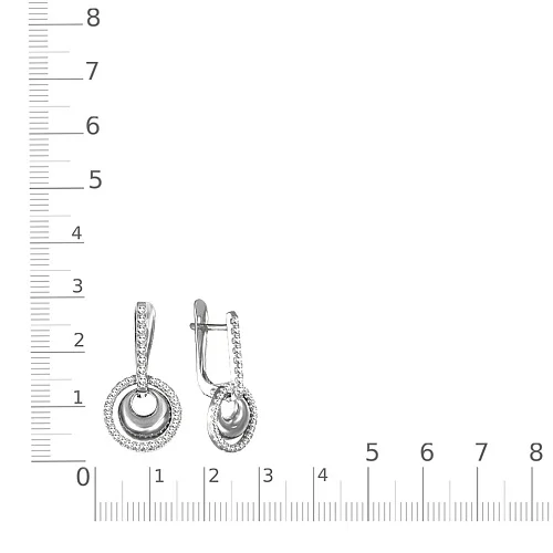 Серьги из белого золота с 68 фианитами