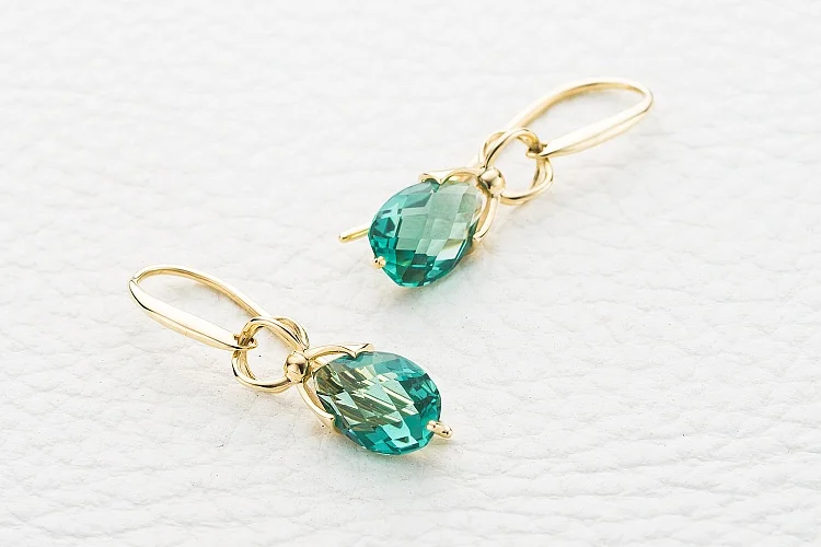 Серьги из жёлтого золота с 2 кварцами