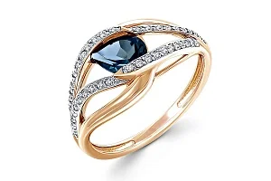 Кольцо из жёлтого золота с топазом лондон и 42 фианитами