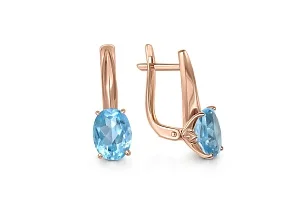 Серьги из красного золота с 2 топазами swiss