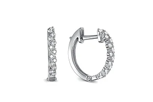 Серьги Дорожки из белого золота с 26 фианитами