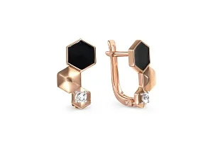 Серьги из красного золота с 2 фианитами