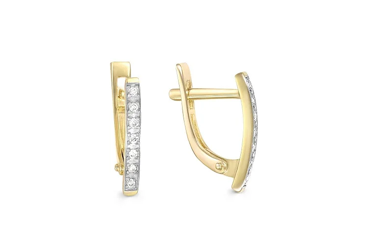 Серьги Дорожки из жёлтого золота с 14 бриллиантами