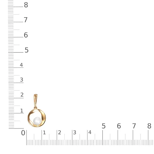 Подвеска Круг из жёлтого золота с жемчугом