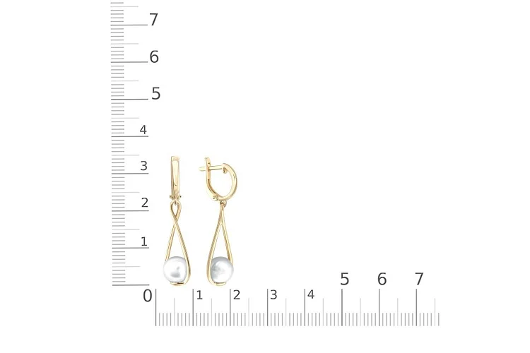 Серьги из жёлтого золота с 2 жемчужинами