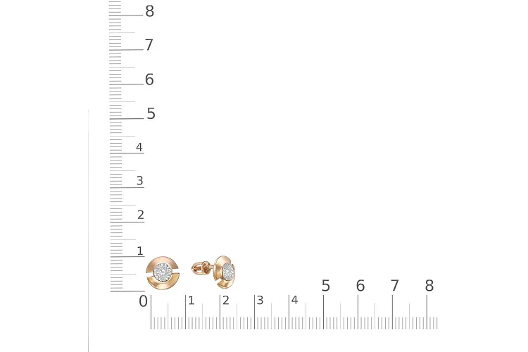 Серьги-пусеты из красного золота с 2 бриллиантами