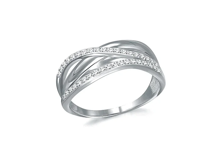 Кольцо из белого золота с 38 фианитами