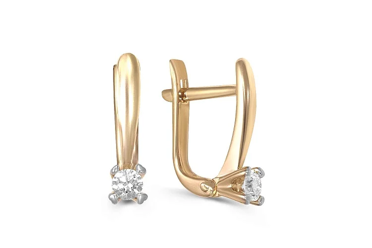 Серьги из красного золота с 2 бриллиантами