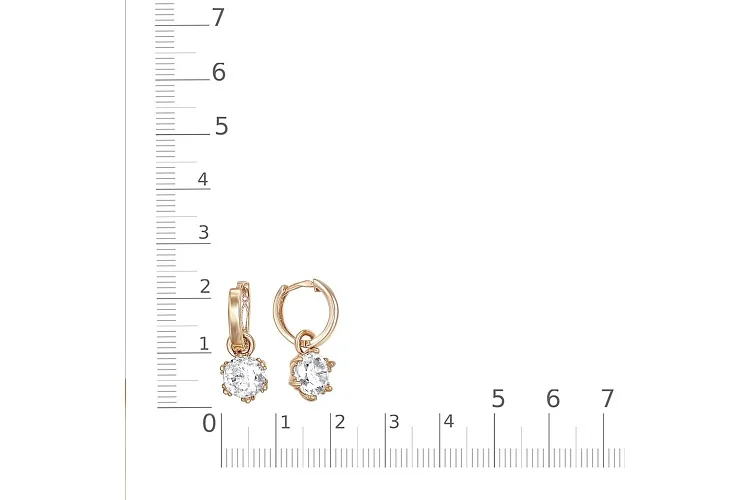 Серьги-трансформеры из красного золота с горным хрусталём