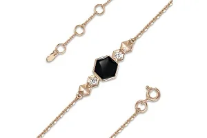 Браслет с шестиугольником из красного золота с 2 фианитами