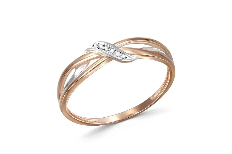 Кольцо из красного золота с 6 бриллиантами