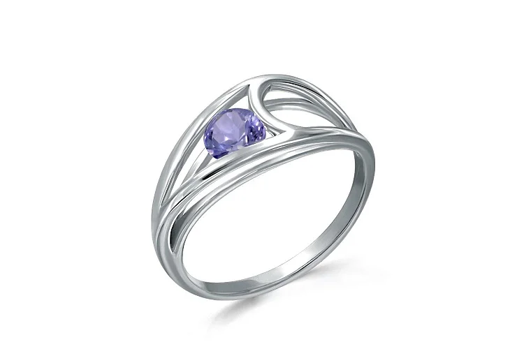 Кольцо из белого золота с ситаллом