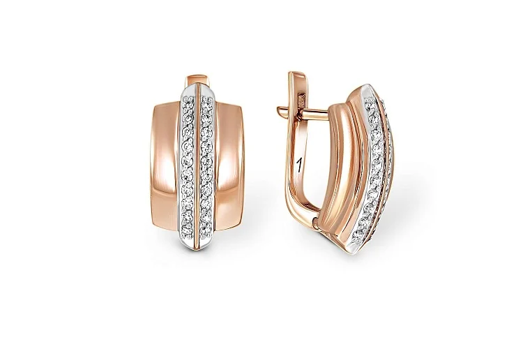 Серьги из красного золота с 40 бриллиантами